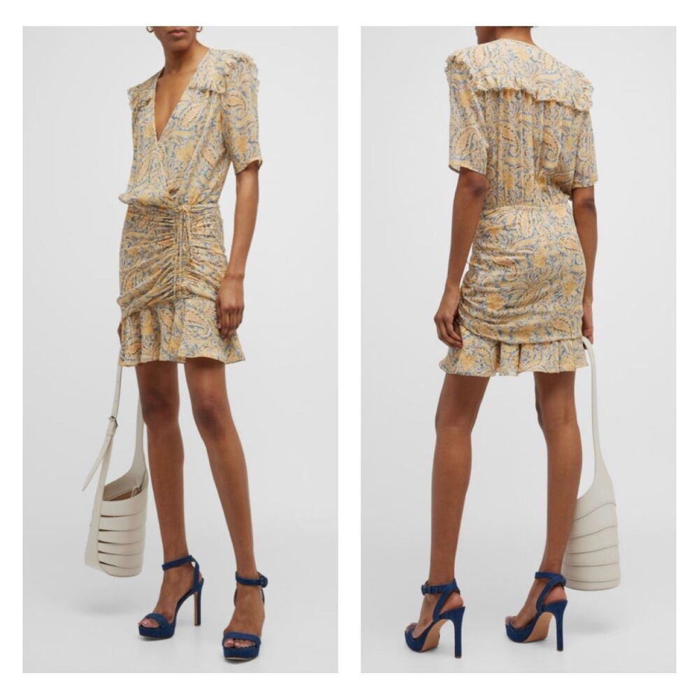 NWT - VERONICA BEARD Dakota Dress Blue/Yellow/Multi, Paisley, 100% Silk, Sz 6